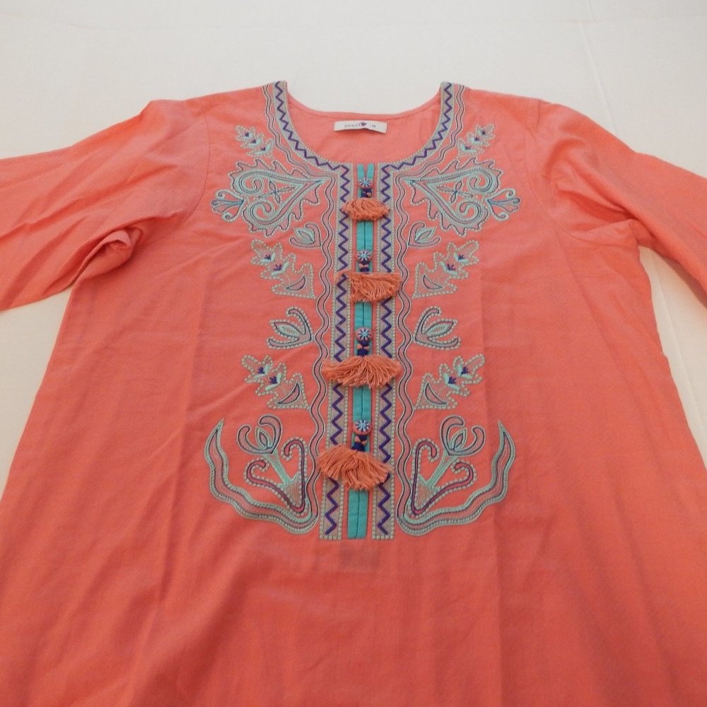 ZEEN Pakistani Indian Formal Embroidered 100% Cotton Kurti - Picture 1 of 6